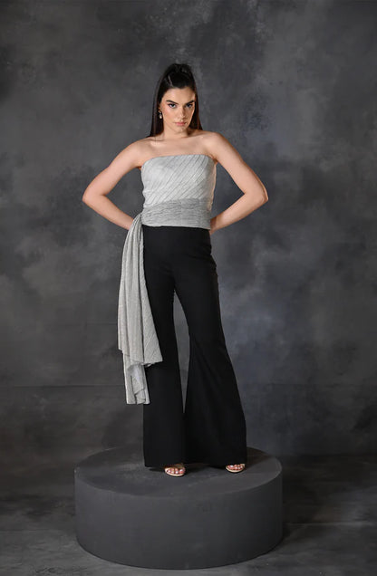 Ice Grey Drape Top