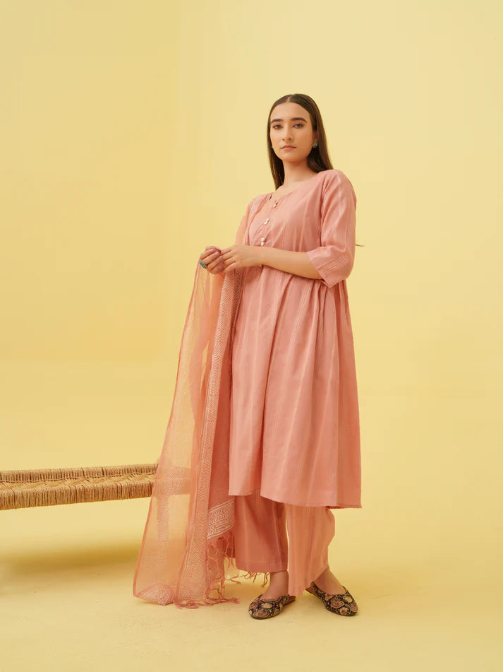 Sunset Blush Kurta Set with Dupatta