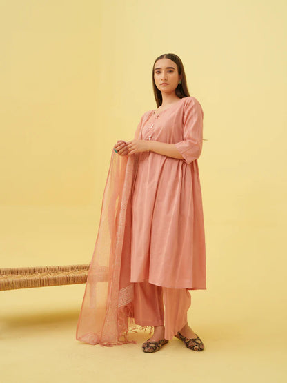 Sunset Blush Kurta Set with Dupatta