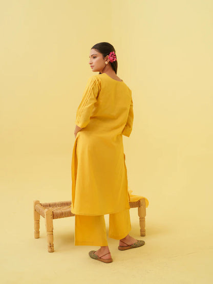 Marigold Bloom Kurta Set with Dupatta