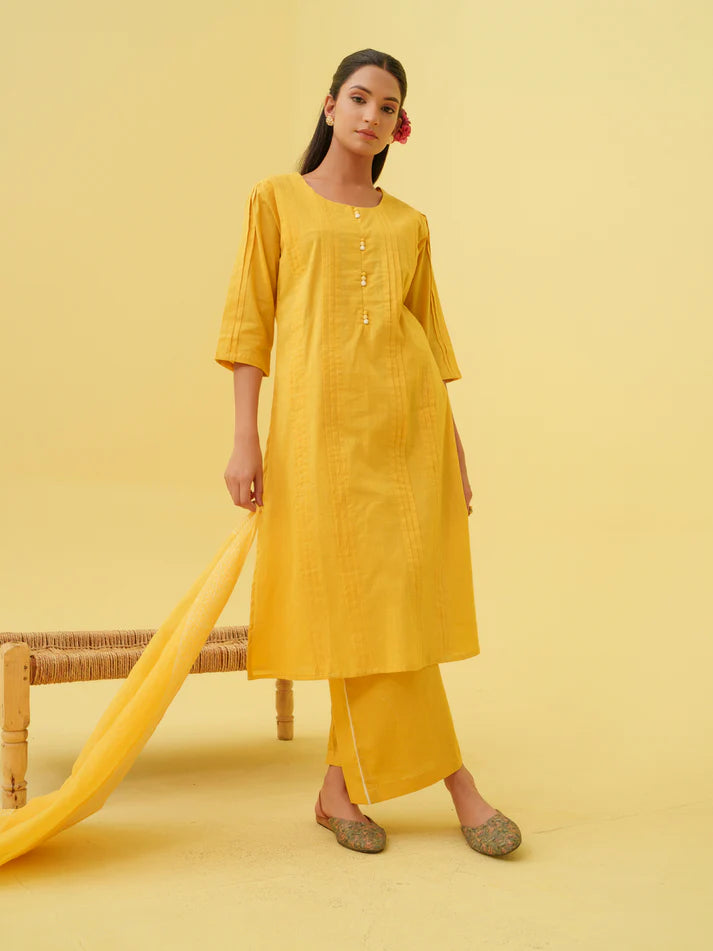 Marigold Bloom Kurta Set with Dupatta