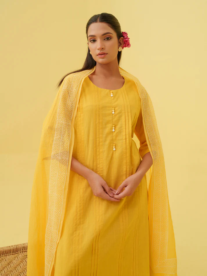 Marigold Bloom Kurta Set with Dupatta