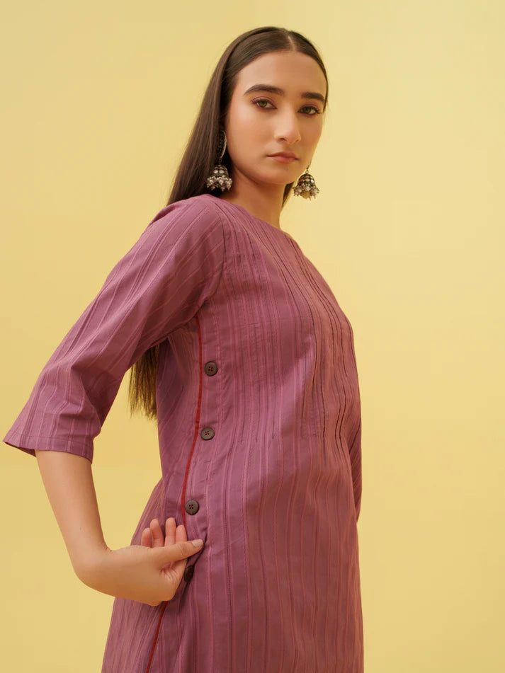 Petal Plum Kurta Set with Dupatta