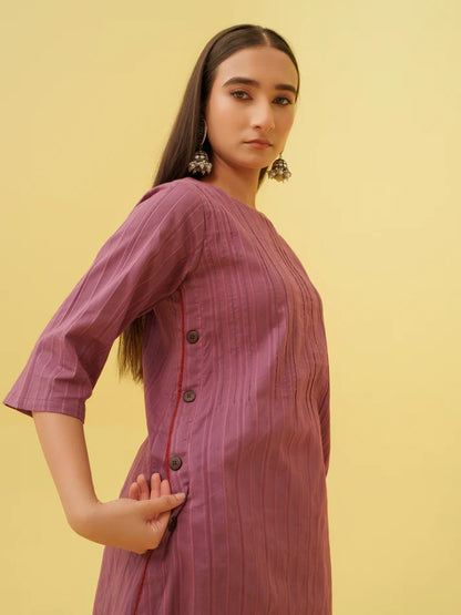 Petal Plum Kurta Set with Dupatta