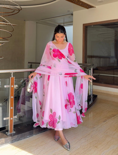 RANI HANDPAINTED PURE GEORGETTE SUIT SET