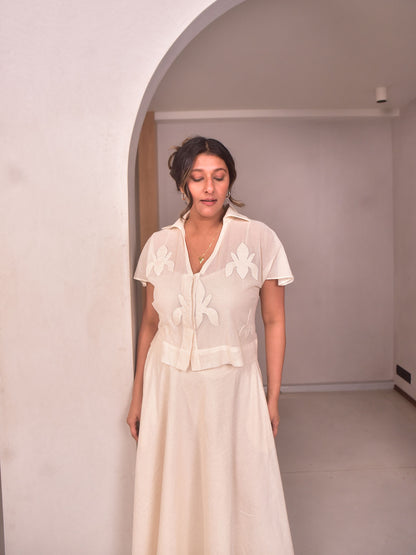 Amara Applique Cotton Net Shirt