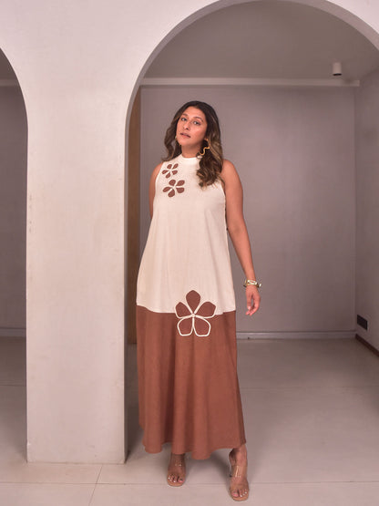 Amara & Tan Applique Dress