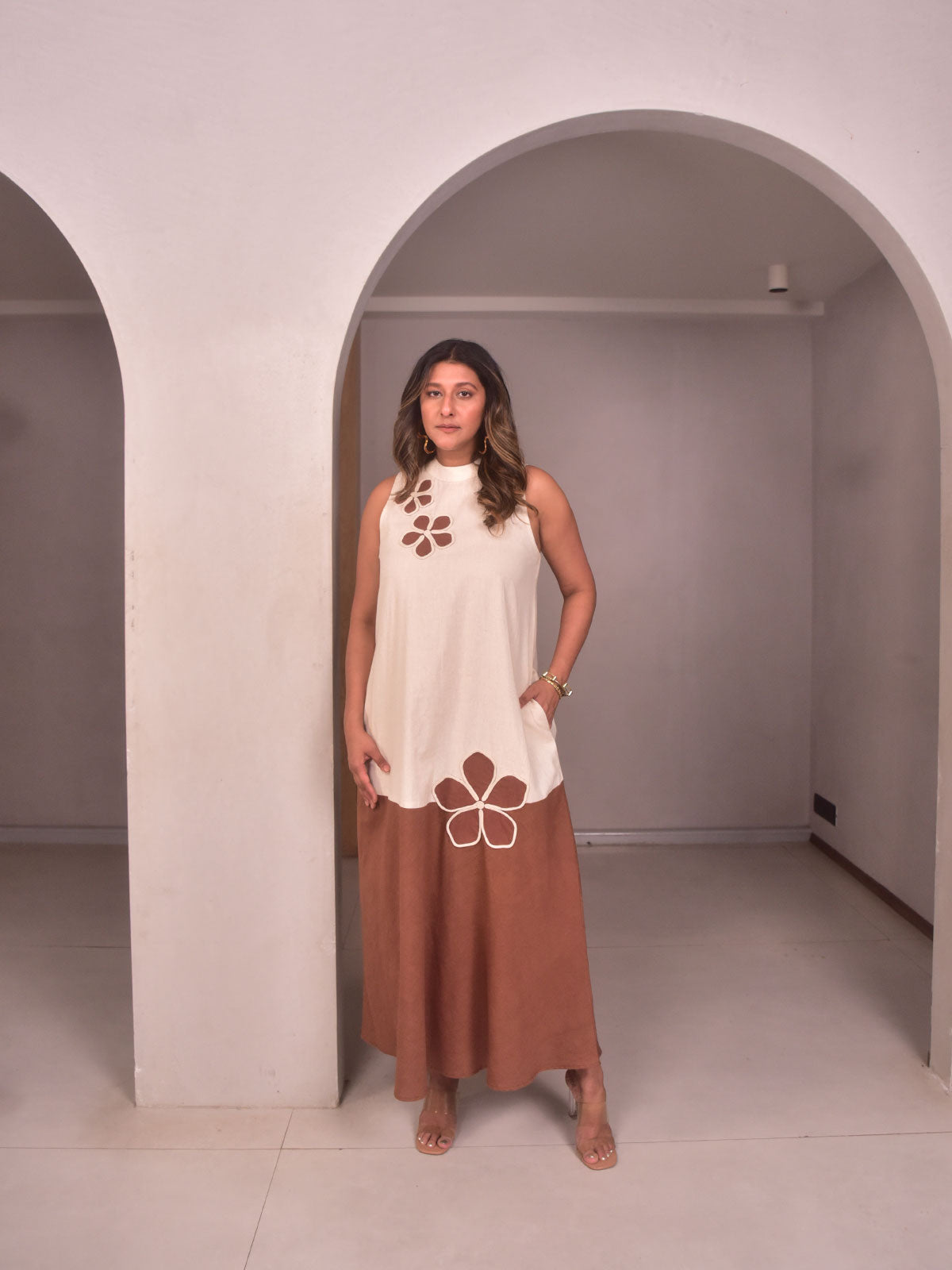 Amara & Tan Applique Dress