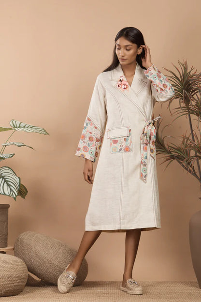 Nirvi Pastel Beige Trench Coat