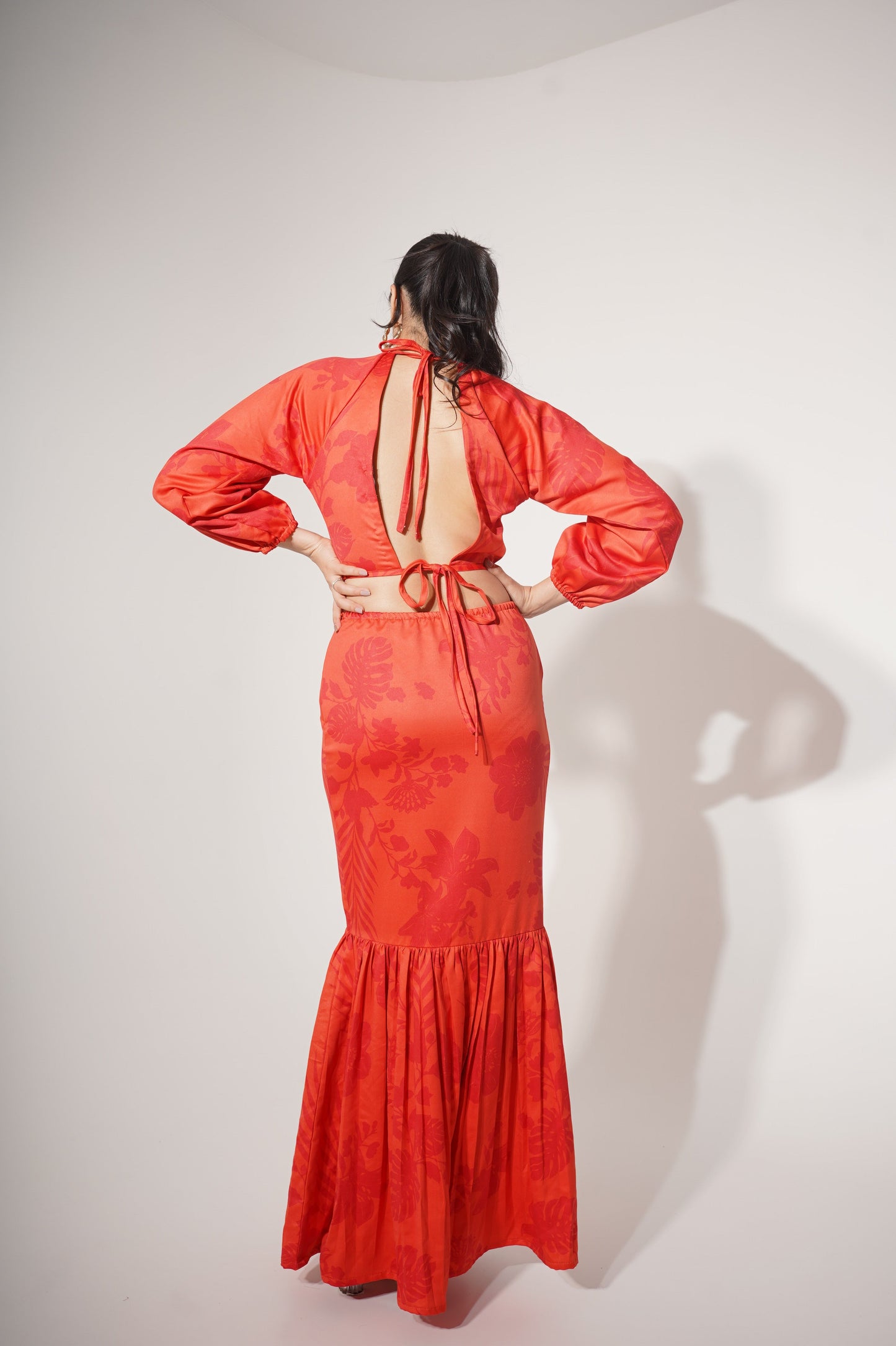 orange cut out dress