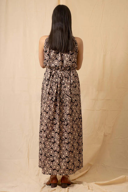 Black Bagru Printed Maxi Dress