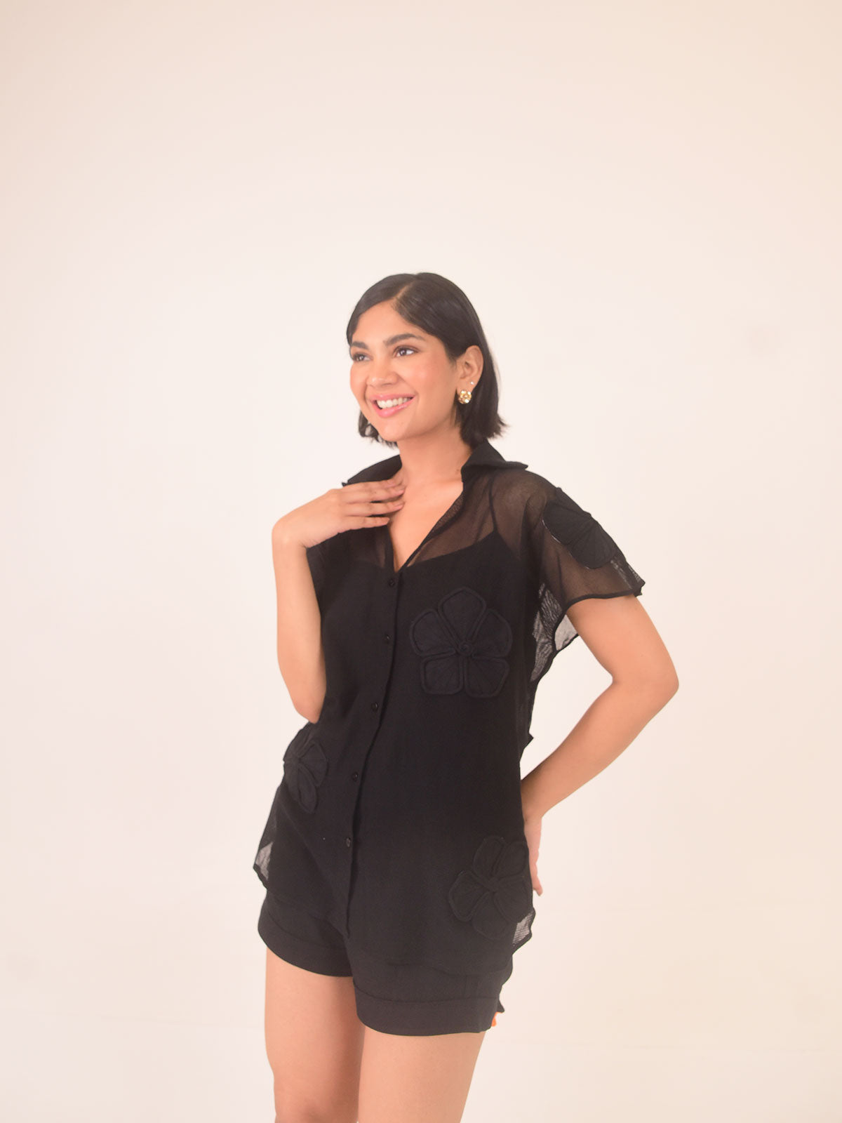 Nova Applique Cotton Net Shirt