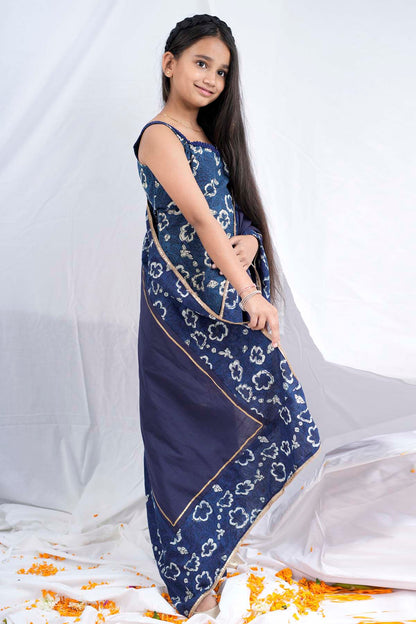 Blue Sleeveless Short Kurta Set