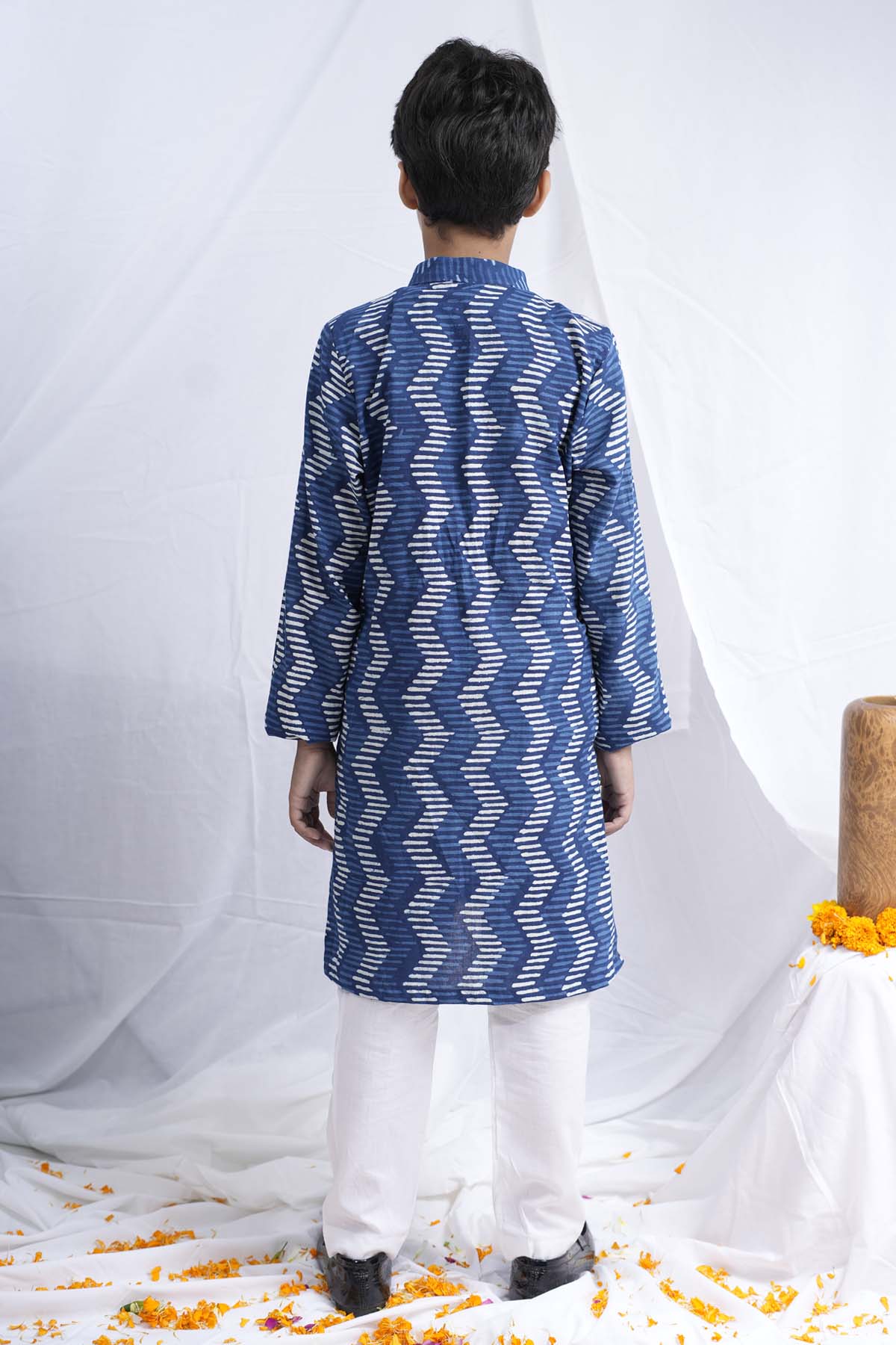 Blue Zig-Zag Printed Kurta Set