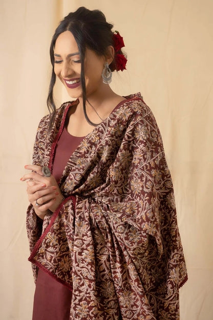 Brown Kalamkari Print Kurta Set