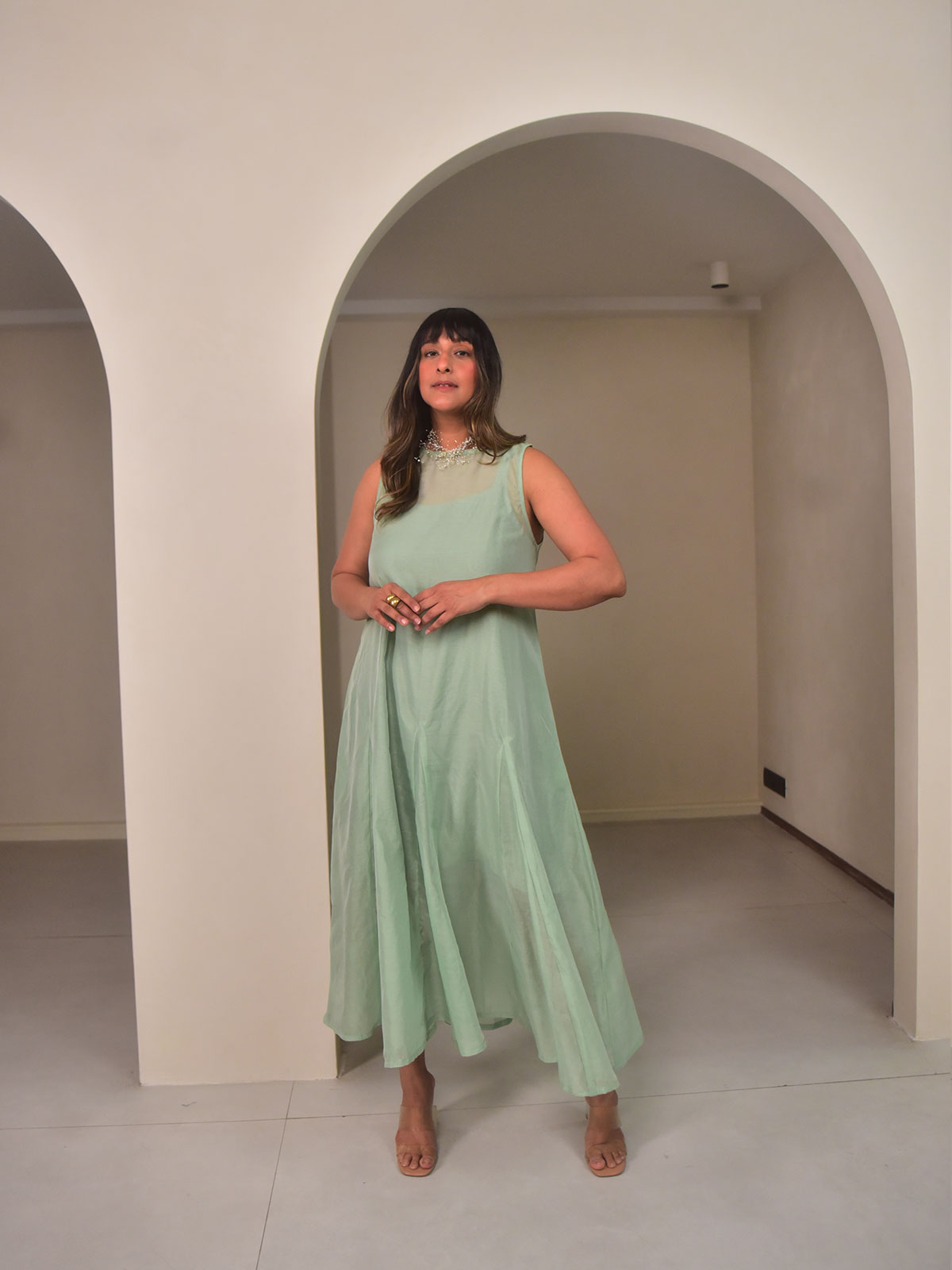 Mei Chanderi Panelled Dress