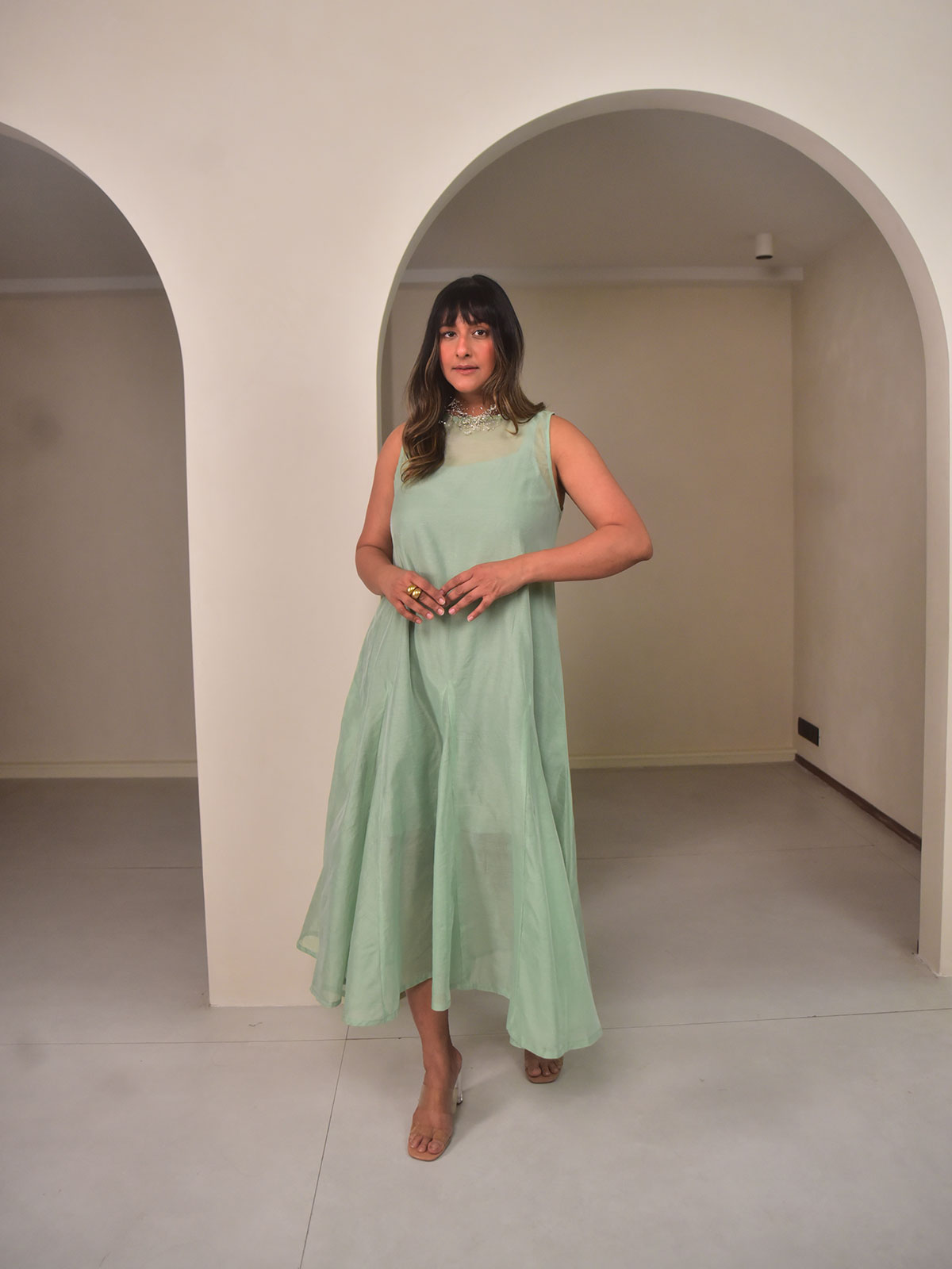 Mei Chanderi Panelled Dress