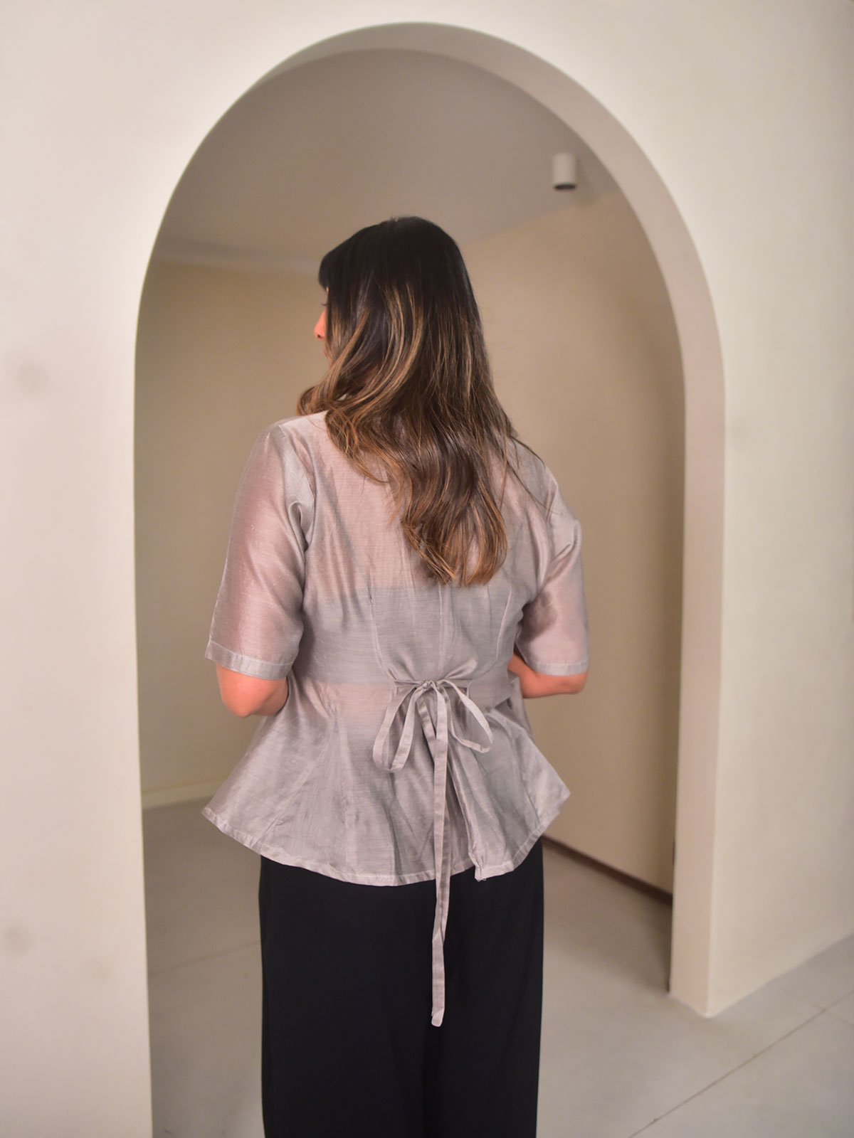 Grey Chanderi Top