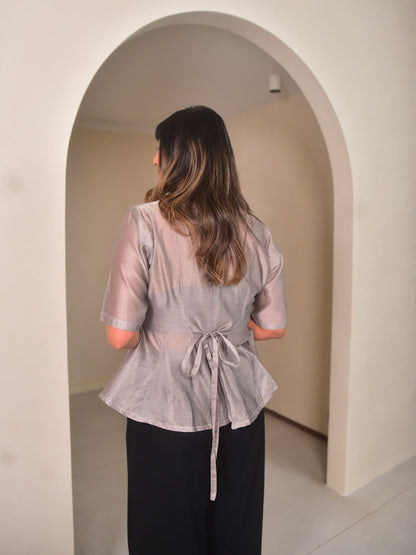 Grey Chanderi Top
