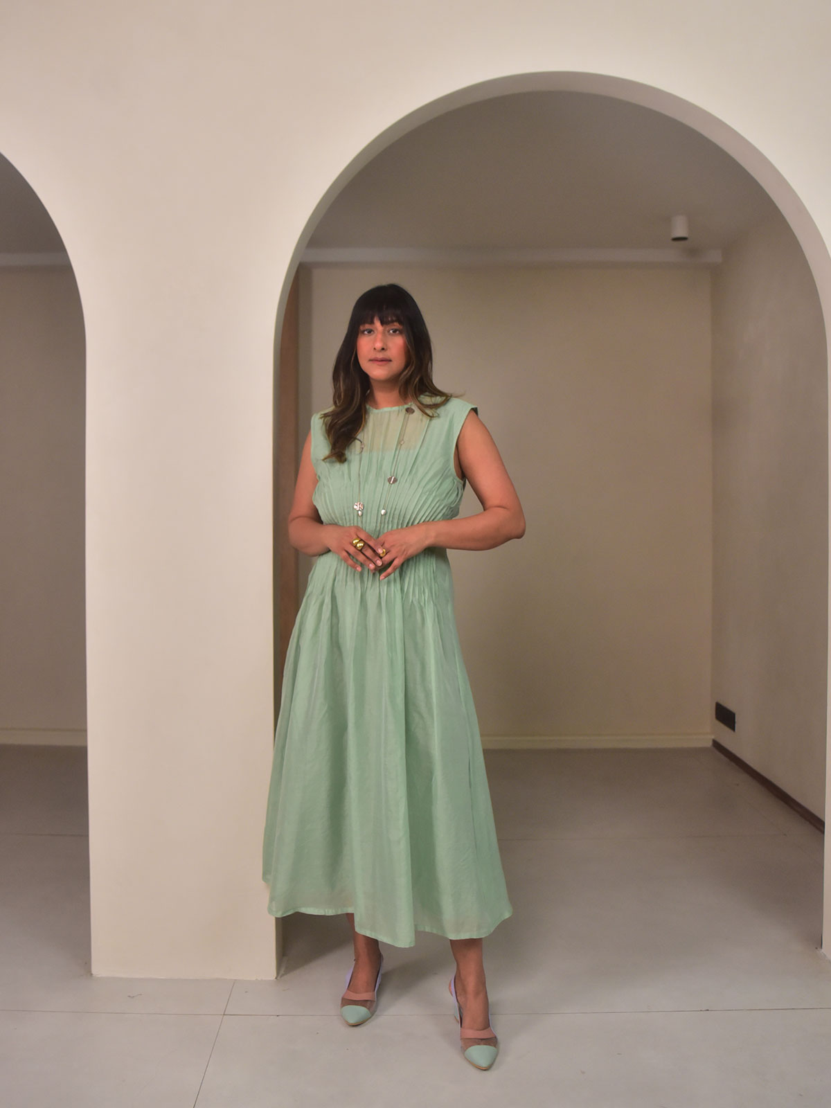 Mei Chanderi Pintuck Dress