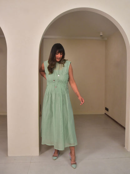 Mei Chanderi Pintuck Dress