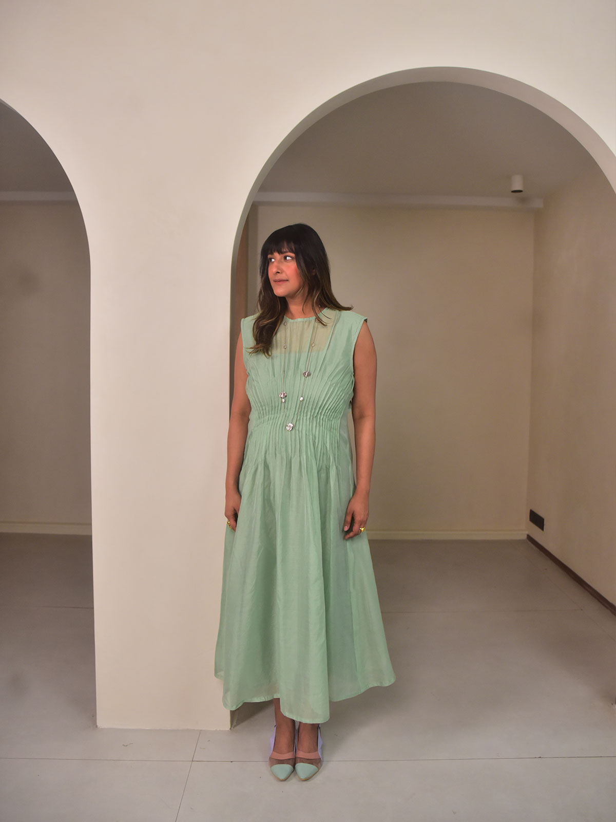 Mei Chanderi Pintuck Dress