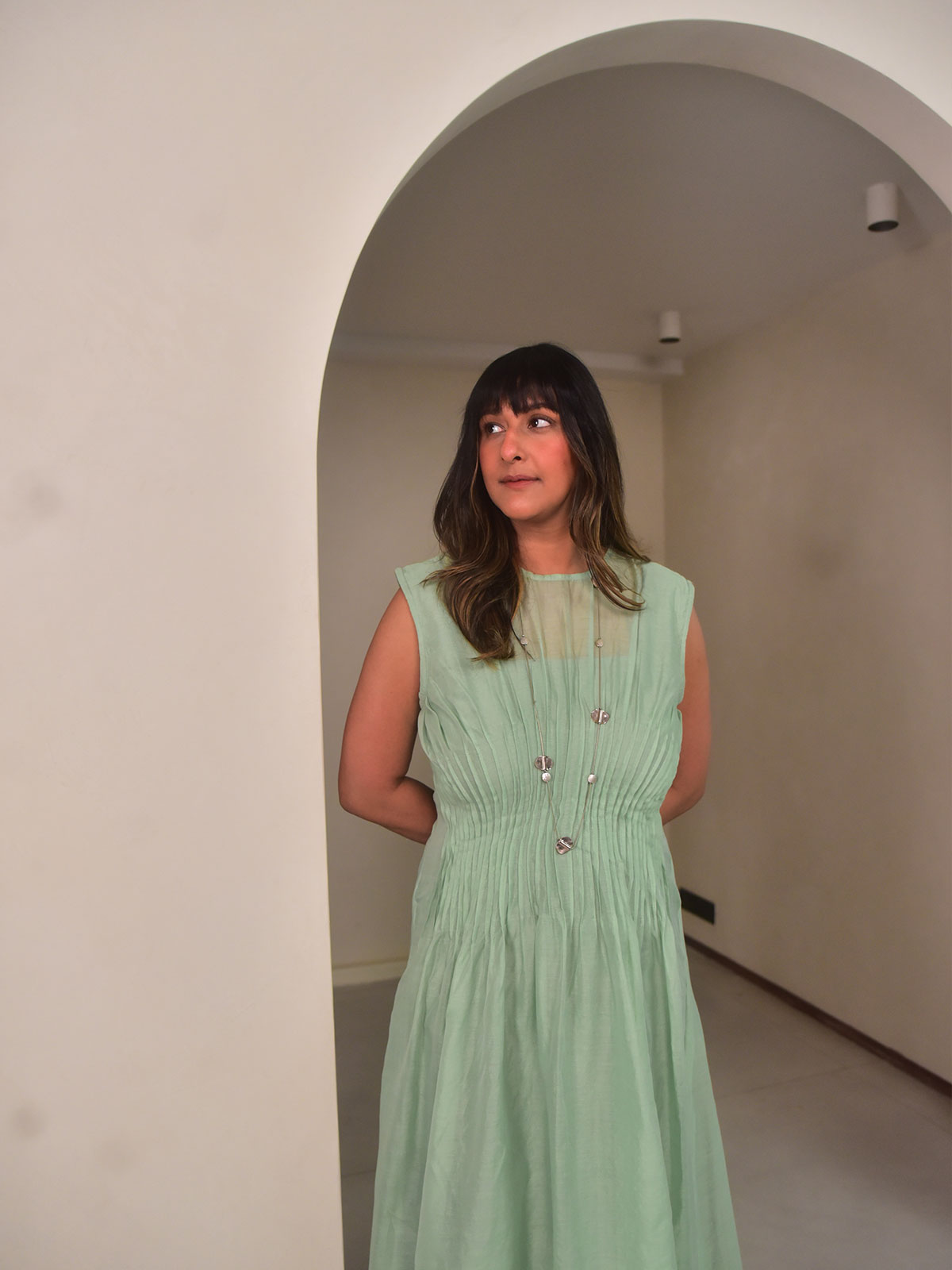 Mei Chanderi Pintuck Dress