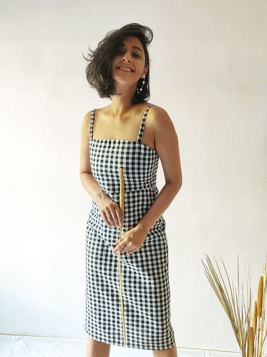 Checkered Strappy Dress - WhySoBlue