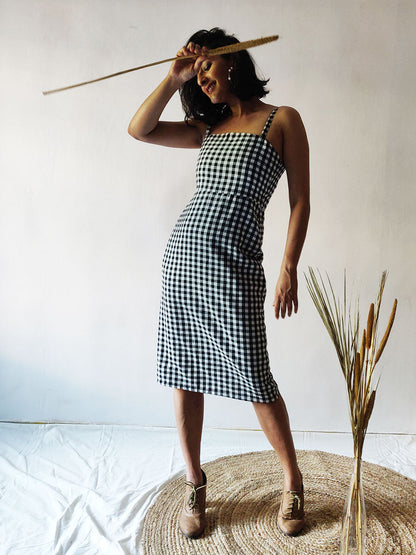 Checkered Strappy Dress - WhySoBlue