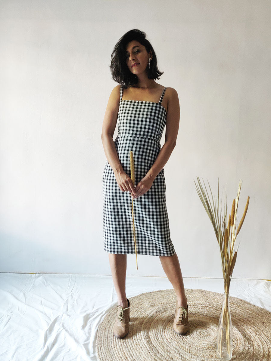 Checkered Strappy Dress - WhySoBlue