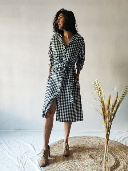 Checkered Shirt Dress - WhySoBlue