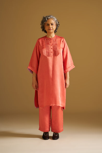 RUST EMBROIDERED KURTA WITH PANTS