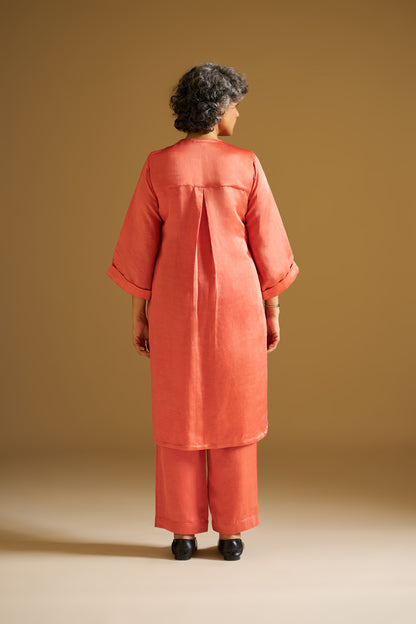 RUST EMBROIDERED KURTA WITH PANTS