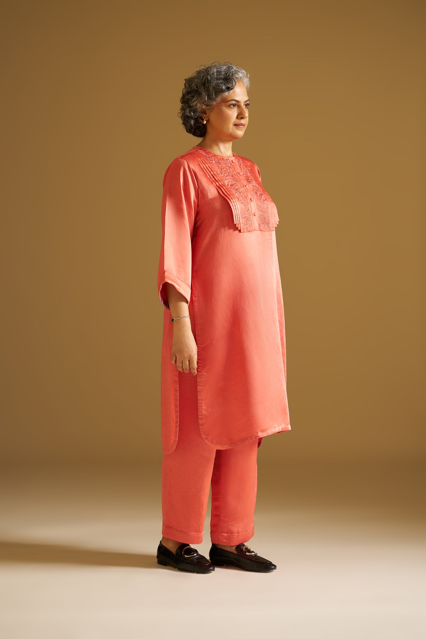 RUST EMBROIDERED KURTA WITH PANTS