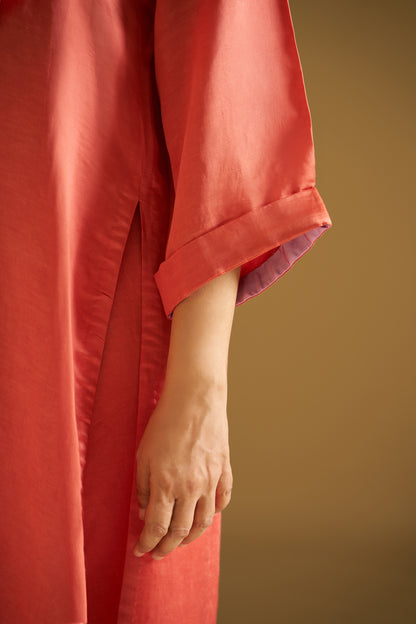 RUST EMBROIDERED KURTA WITH PANTS