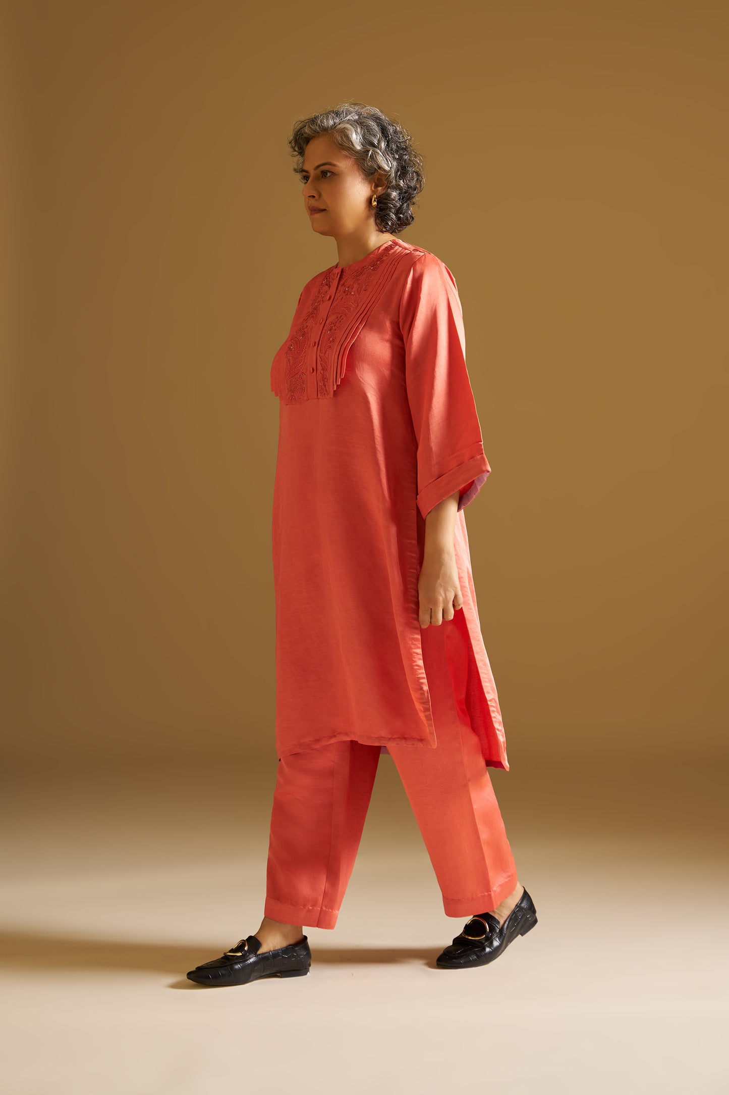 RUST EMBROIDERED KURTA WITH PANTS