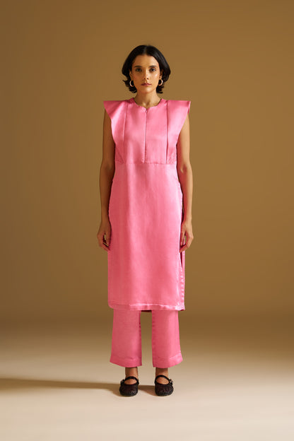 CANDY PINK EMBROIDERED TUNIC SET