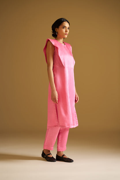 CANDY PINK EMBROIDERED TUNIC SET