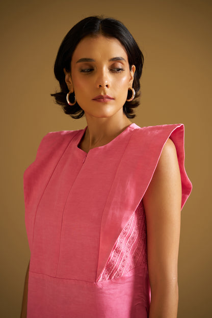 CANDY PINK EMBROIDERED TUNIC SET