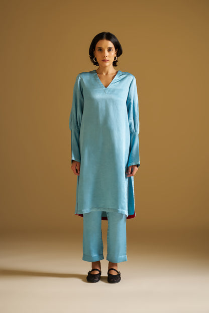 SKY BLUE EMBROIDERED KURTA WITH PANTS