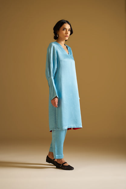 SKY BLUE EMBROIDERED KURTA WITH PANTS