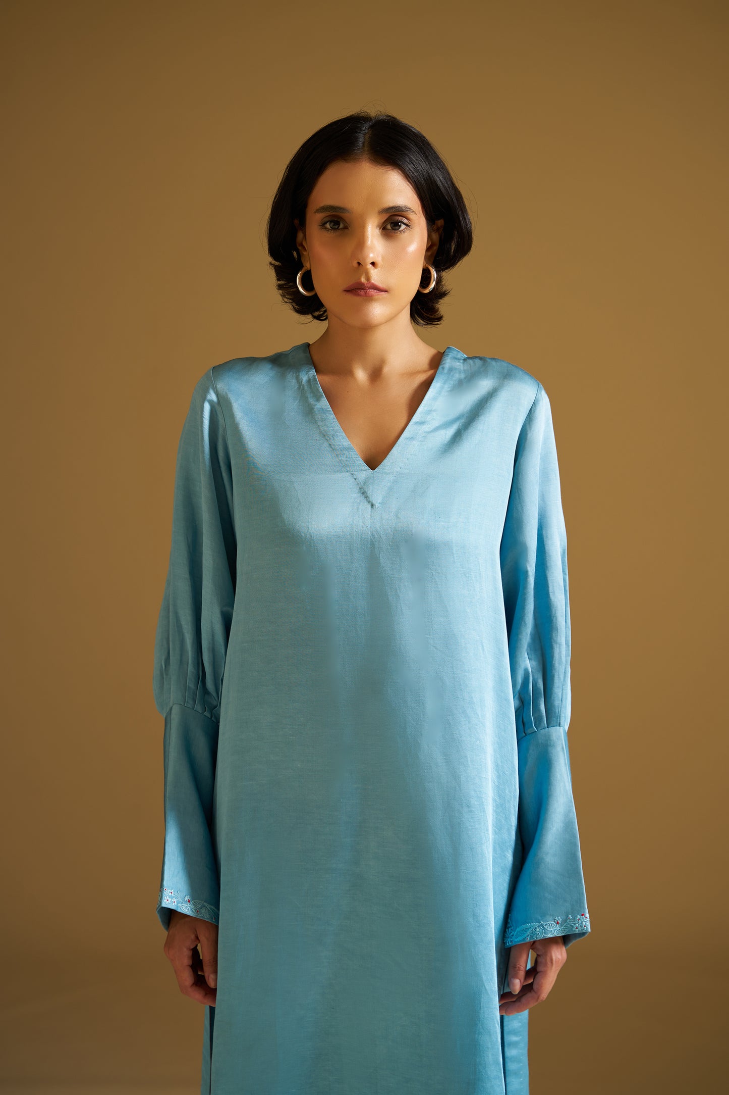 SKY BLUE EMBROIDERED KURTA WITH PANTS