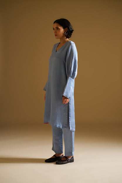 MUTED BLUE EMBROIDERED KURTA WITH PANTS