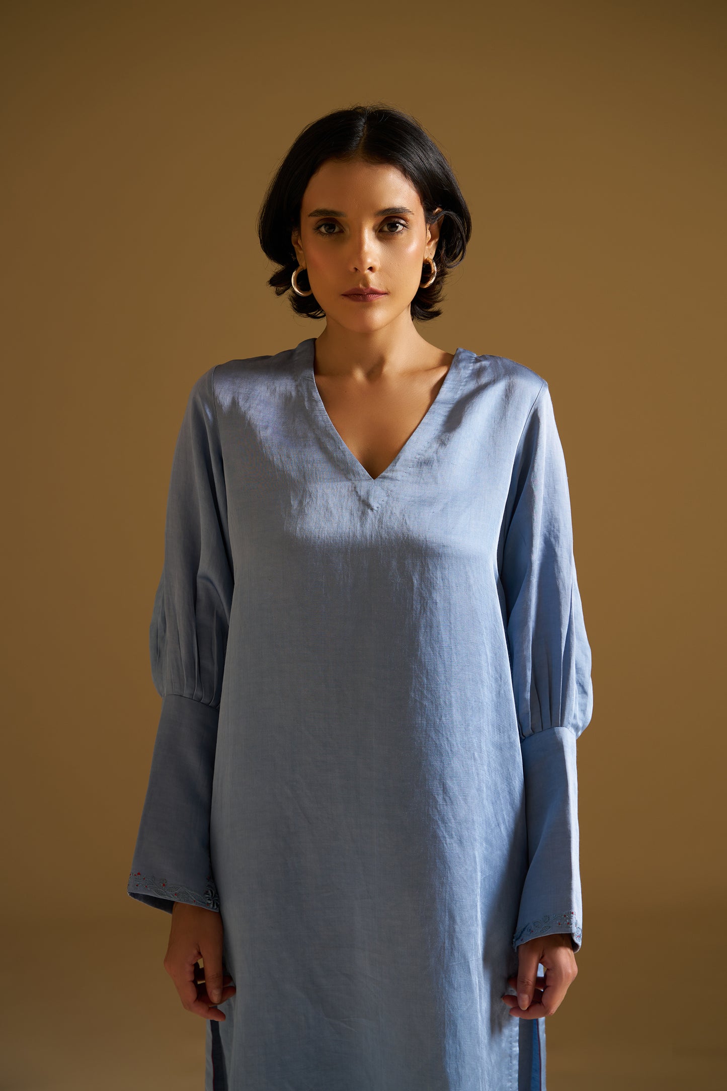 MUTED BLUE EMBROIDERED KURTA WITH PANTS