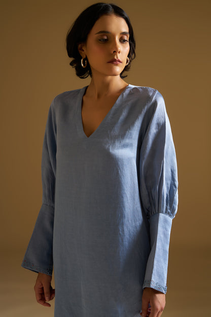 MUTED BLUE EMBROIDERED KURTA WITH PANTS