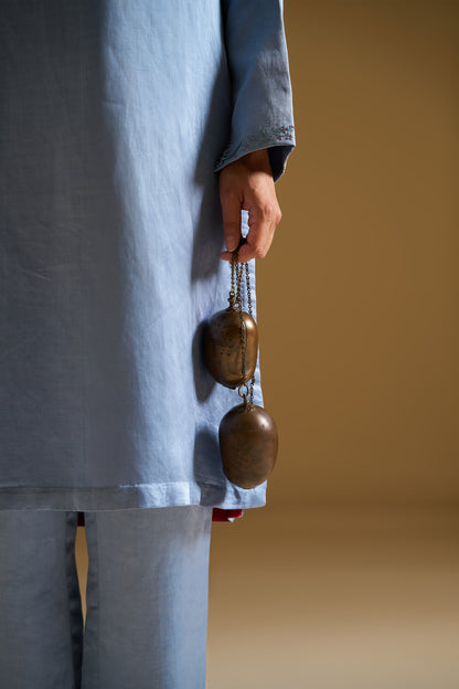 MUTED BLUE EMBROIDERED KURTA WITH PANTS
