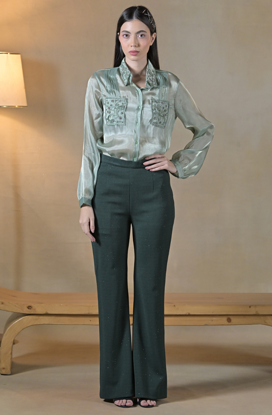 Green Embroidered Co Ord Set