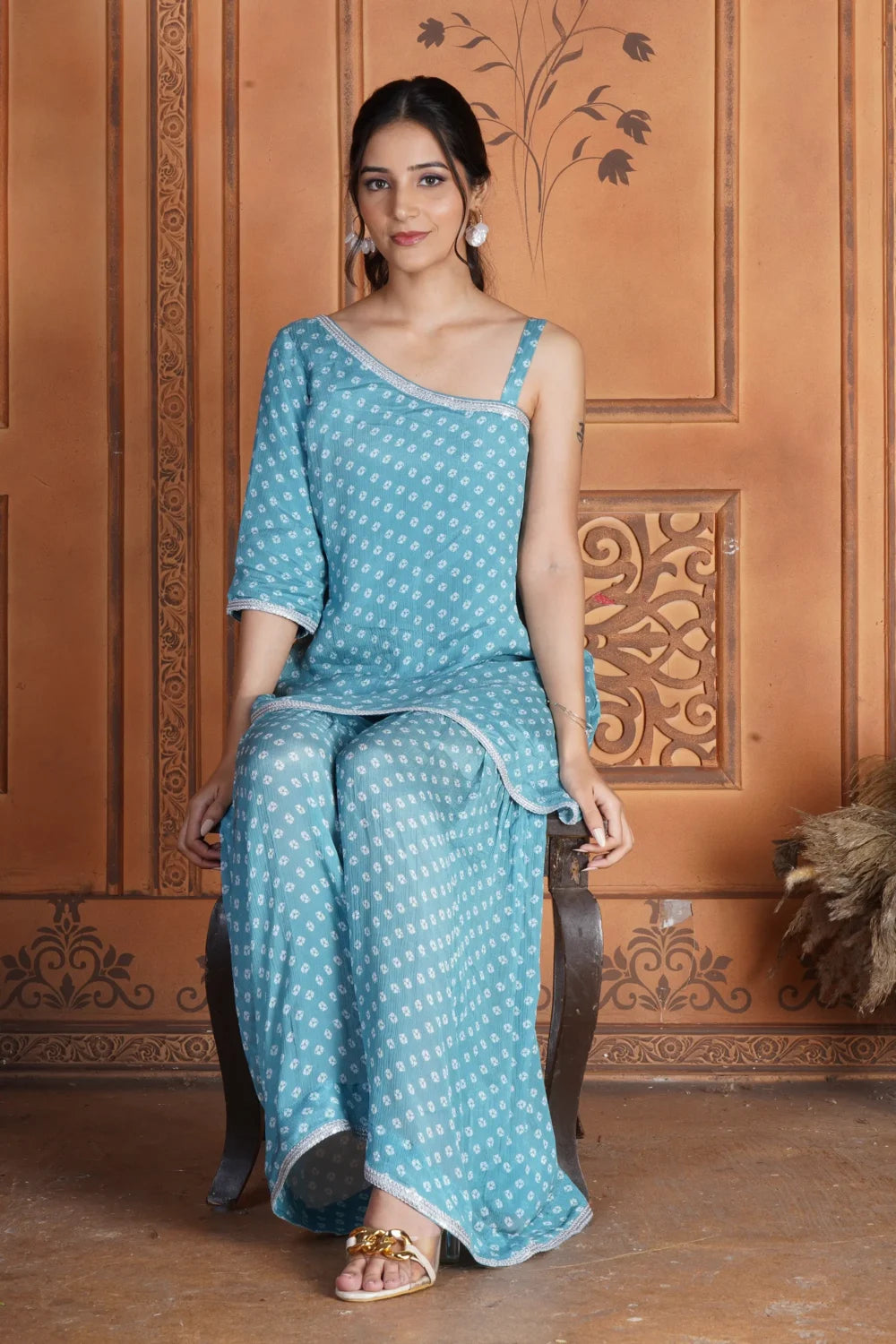 Bandhani Print Off shoulder Dress