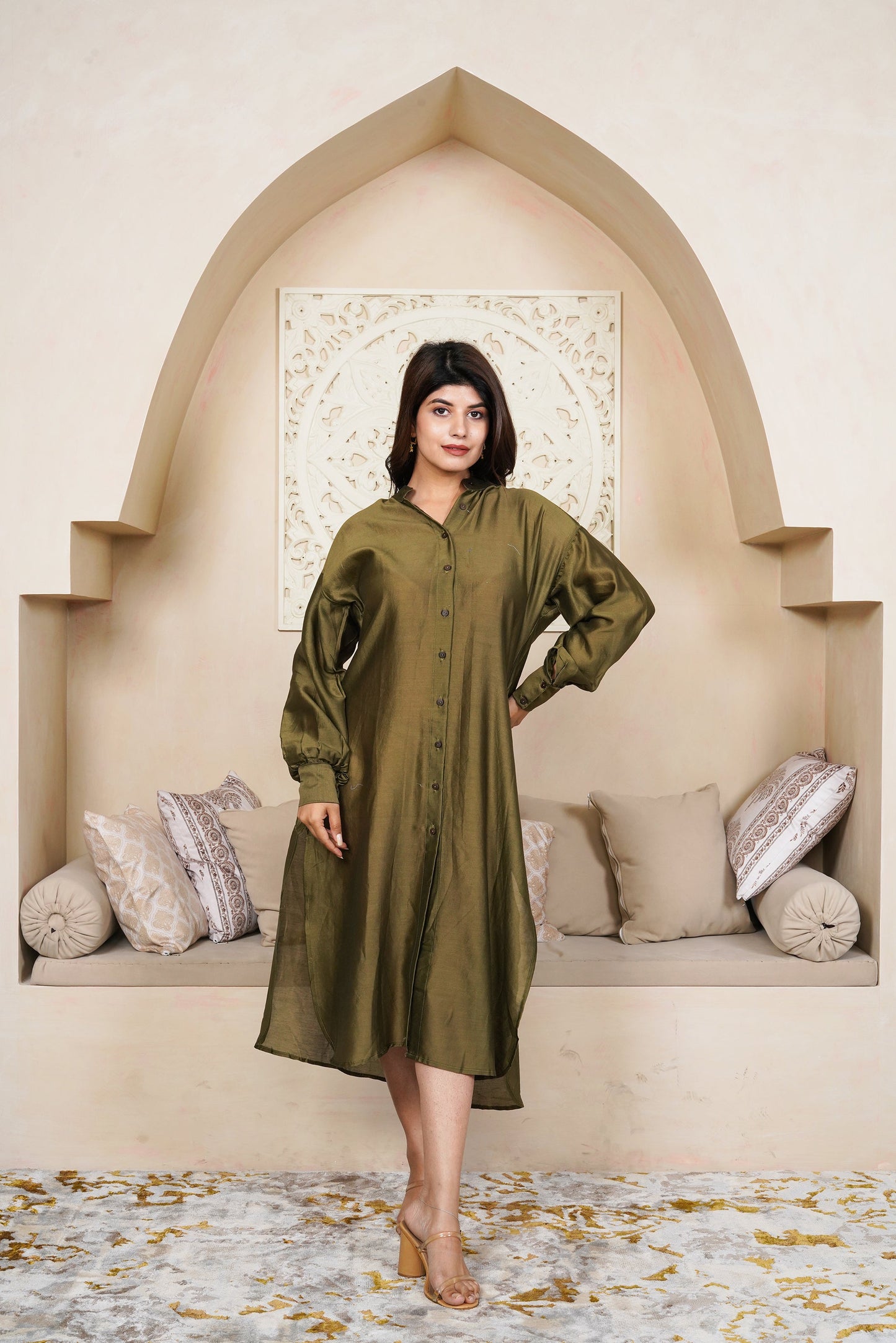 Olive Shirt Dress