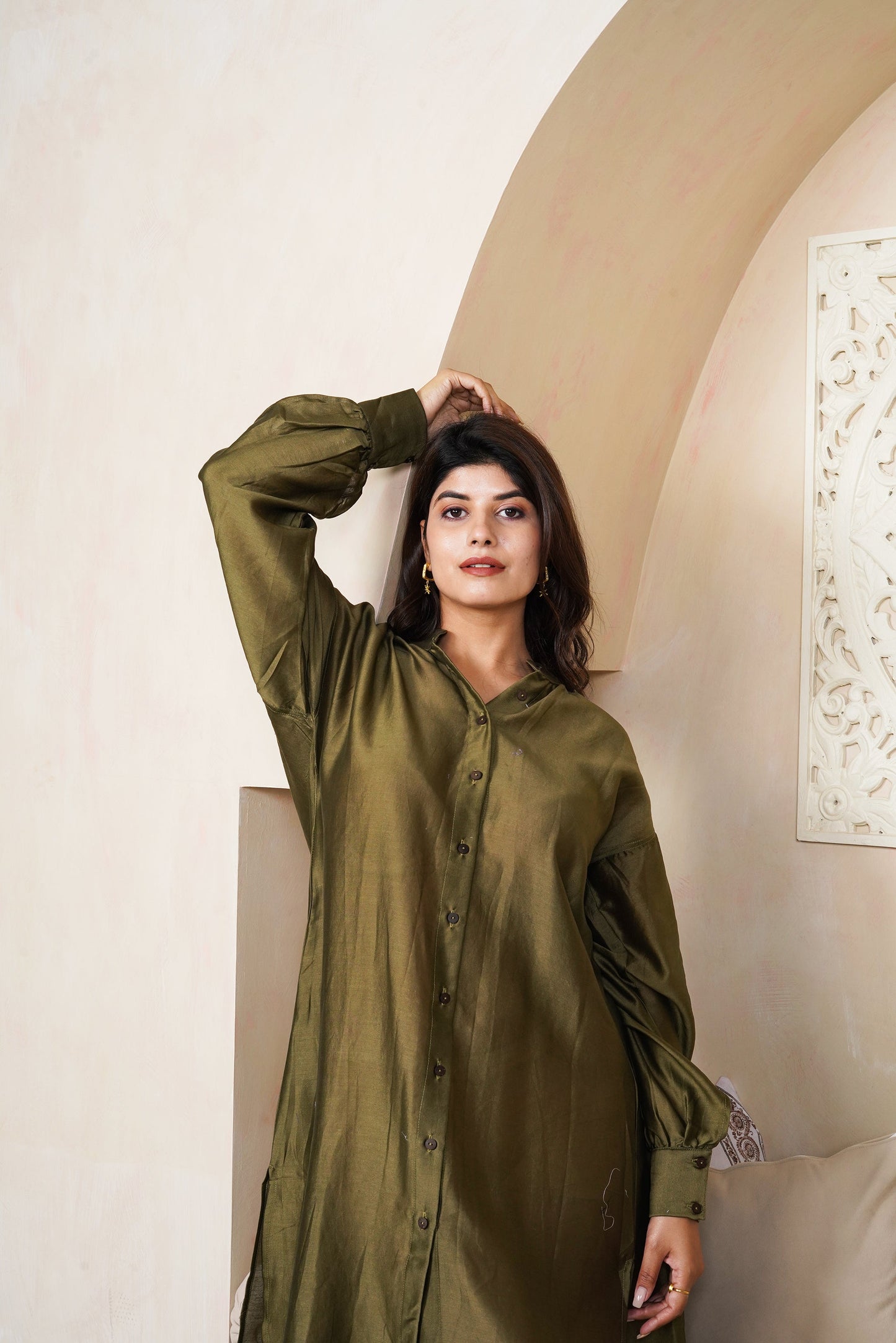 Olive Shirt Dress